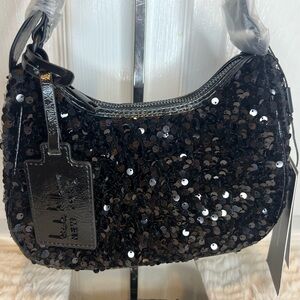 NICOLE MILLER BLACK SEQUIN MINI
BAG NEW